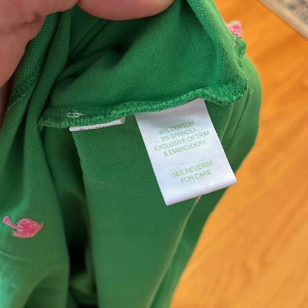 Lilly Pulitzer chic fit palm tree embroidered s/s green polo shirt size M - Picture 6 of 8